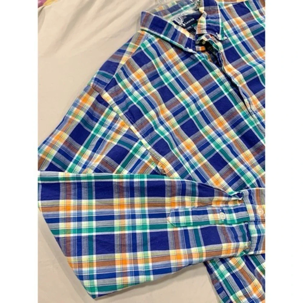 Ralph Lauren Boys XL‎ 20 Button Down Shirt Multicolor Plaid Long Sleeve Cotton